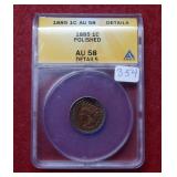 1885 Indian Head Cent ANACS AU58 polished