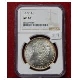 1879 Morgan Silver Dollar NGC MS63