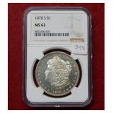 1878 S Morgan Silver Dollar NGC MS63