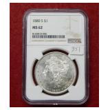 1880 S Morgan Silver Dollar NGC MS62