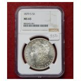 1879 S Morgan Silver Dollar NGC MS65