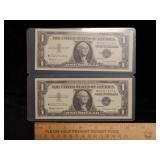 (2) 1957 B Sequential $1 Crisp Silver Certificates
