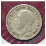 1929 Great Britain Silver 6 Pence Coin