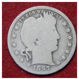 1897 S Barber Silver Quarter