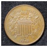 1865 Fancy 5 Two Cent Piece