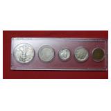 (5) Type Coins - assorted years most are silver