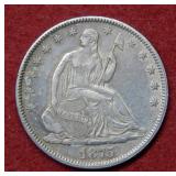 1875 Seated Liberty Silver Half Dollar