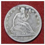 1855 O Seated Liberty Silver Half with arrows