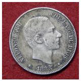 1885 Spanish 50 Centavos Alfonso XII