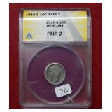1916 S Mercury Silver Dime ANACS Fair 2