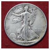 1929 S Walking Liberty Silver Half