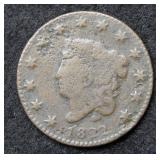 1822 Large Cent - grainy