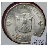 1947 S Philippines Silver MacArthur Commemorative