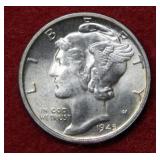 1945 S Mercury Silver Dime - Full Split Bands
