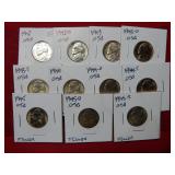 (11) Silver Nickels complete set 1942-1945 S