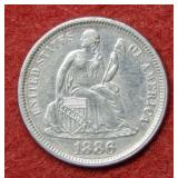 1886 Seated Liberty Silver Dime