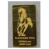 100th oz .999 Gold Bullion Bar - Scottsdale Mint