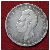 1884 Ecuador 1/2 Sucre Silver Coin