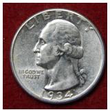 1934 D Washington Silver Quarter