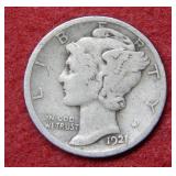 1921 D Mercury Silver Dime