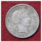1906 D Barber Silver Dime