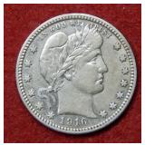 1916 Barber Silver Quarter