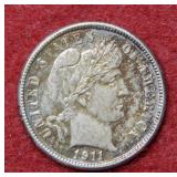 1911 S Barber Silver Dime