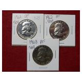 1961-62-63 Proof Franklin Silver Halves