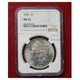 1896 Morgan Silver Dollar NGC MS63