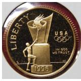 1996 Proof Atlanta Olympics $5 US Gold $5 Coin