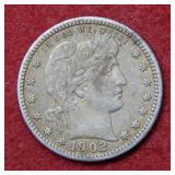 1902 Barber Silver Quarter