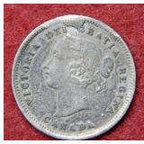 1888 Canada Silver 5 Cent Coin