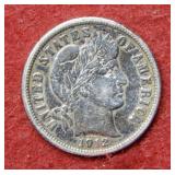 1912 Barber Silver Dime - cleaned