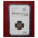 1835 Bust Silver Dime NGC G6
