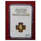 1861 Confederate Cent ReStrike .999 Gold -2011 NGC