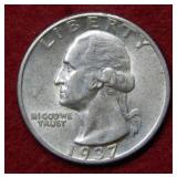 1937 D Washington Silver Quarter