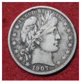 1907 O Barber Silver Half Dollar