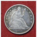 1875 Seated Liberty Silver Half Dollar