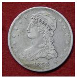 1838 Bust Silver Half Dollar - early date