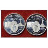 (2) 1/4oz .999 Silver "Queen of Peace" Bullion