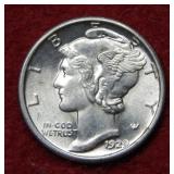 1929 Mercury Silver Dime - full split bands