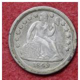 1849 O Seated Liberty Silver Dime
