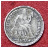 1873 Seated Liberty Silver Dime