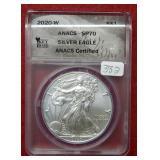 2020 W Silver Eagle 1oz ANACS SP70