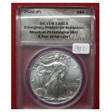 2020 Silver Eagle 1oz ANACS MS70