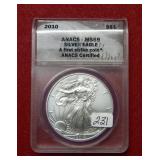 2010 Silver Eagle 1oz ANACS MS69 - first strike