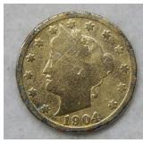 1904 Gold Plated Racketeer Liberty Head Nickel