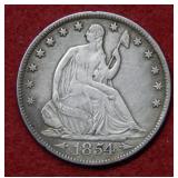1854 O Seated Liberty Silver Half-no motto-arrows
