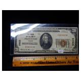 1929 $20 National Currency - Charter Bank #9463