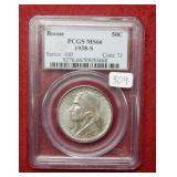 1938 S Boone Silver Comm Half PCGS MS66